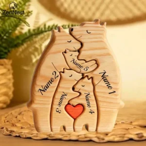 BearHug Personalized Wooden Family Puzzle | Custom Engraved Home Decor Gift